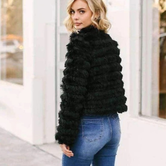 New Midnight Faux Fur Fringe Shaggy Jacket - Picture 4 of 6